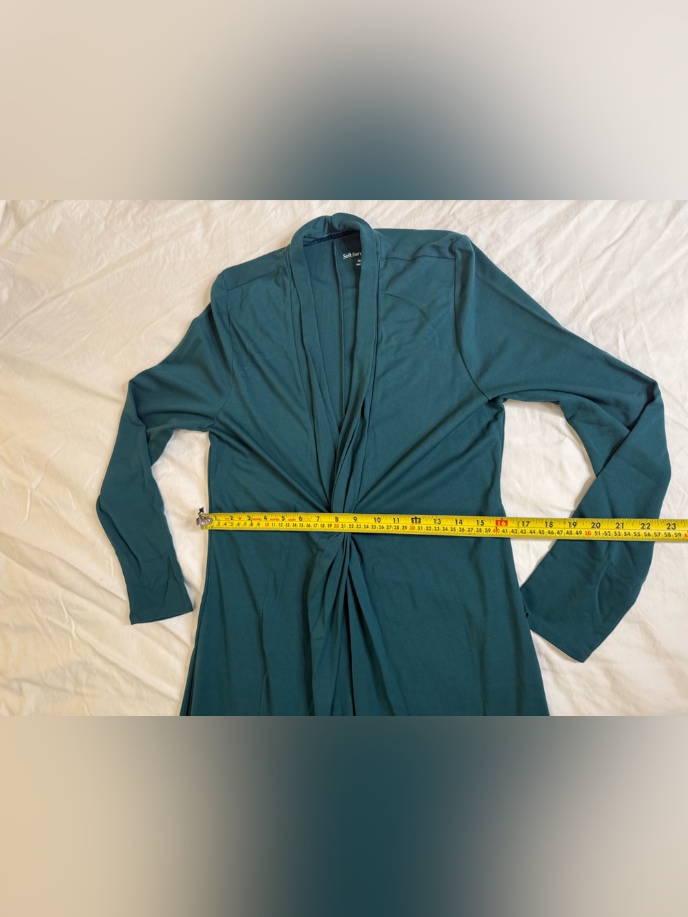 Soft Surroundings Peacock Teal Twist Front Maxi Dress Grecian Goddess Med NWOT - Picture 11 of 13